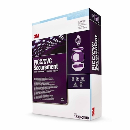 3M Tegaderm PICC/CVC Securement Device+Tegaderm I.V. Advanced Securement Dressing Film 4x6-1/8 In. Sterile, 80PK 1839-2100